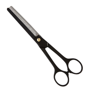 Tijera de peluquero negra mate de alta calidad, marca personalizada, acero japonés, adelgazamiento del cabello, hoja recta de acero inoxidable - Product Image 1