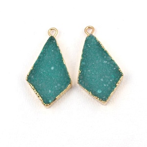 Ágata verde natural druzy piedra preciosa oro galvanizado solo bucle haciendo pendiente conector joyería proveedor - Product Image 1