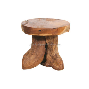 Tabouret en bois de teck, modèle souche, couleur naturelle, biologique - Product Image 2