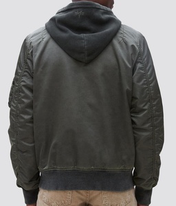 Blouson aviateur pour homme d'inspiration vintage avec finition lavée et détails de fermeture éclair rétro pour superposition de vêtements de rue Old School - Product Image 3