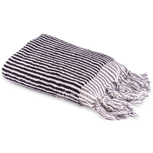 ผ้าขนหนูชายหาดป๊อป Pom ขาวดำ,ทำด้วยมือ - Product Image 5