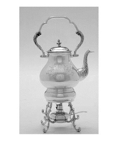 Bouilloire en argent plaqué avec brûleur, vaisselle de restaurant, élégante, polie miroir, disponible en design et forme personnalisés - Product Image 2