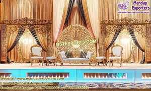 Oro etapa de configuración para Tamil bodas boda gran decorativo escenario boda recepción impresionante mira etapa - Product Image 6