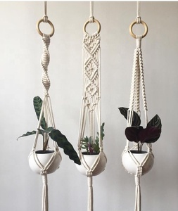 Fait à la main Boho macramé plante cintres intérieur tenture murale jardinière panier porte-Pot de fleur décor à la maison support en tissu - Product Image 5