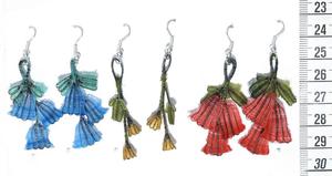 Boucles d'oreilles en crin de cheval naturel faites à la main fleurs colorées goutte balancent bijoux de mode artisanat tissé d'Équateur - Product Image 2