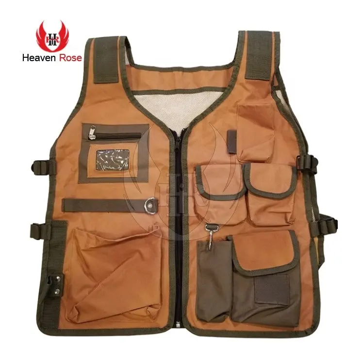Nylon Camping Vest With License Viably In The Front Zipper Pocket Breathable Detachable Mens Mesh Vest
