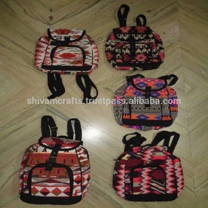 Jaquards กระเป๋าเป้ผ้าฝ้ายใหม่กระเป๋าเป้สะพายหลังกระเป๋าเป้สะพายหลังผ้าฝ้ายลายขวางกระเป๋าเป้สะพายหลังแฟชั่นอินเดีย - Product Image 4