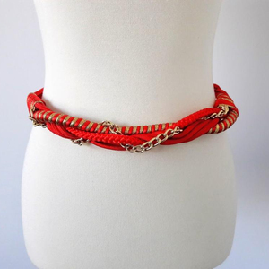 Beautifully Handmade Vintage <b>Red</b> and Gold Rope <b>Belt</b> - Product Image 1
