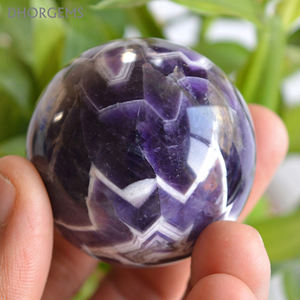 Esfera de Cristal de Amatista Natural |   Esfera de Gema de Amatista Chevron, Piedra Curativa |   Artículo de Decoración para el Hogar, Regalo de Meditación - Product Image 4