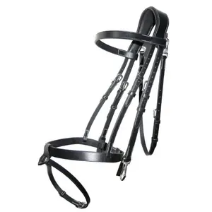 Kulit Asli Flat Flash Bridle dengan Bagian Kepala Melengkung