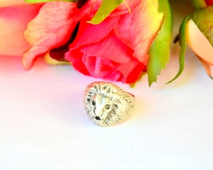 Anillo de aleación bohemio de tamaño variable con cabeza de Leo con cuarzo de corte radiante, gran regalo para animales del bosque, amante de los Leones, símbolo de poder del horóscopo del zodiaco - Product Image 5