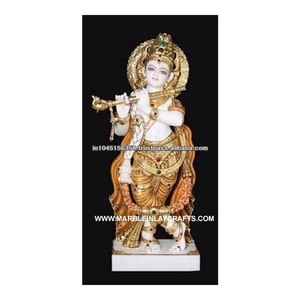 Colored Marble Krishna <b>Statue</b> - Product Image 1
