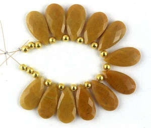 ลูกปัดบริโอเลตต์ทรงลูกแพร์อะเวนจูรีนสีเหลืองธรรมชาติแท้ - Product Image 5