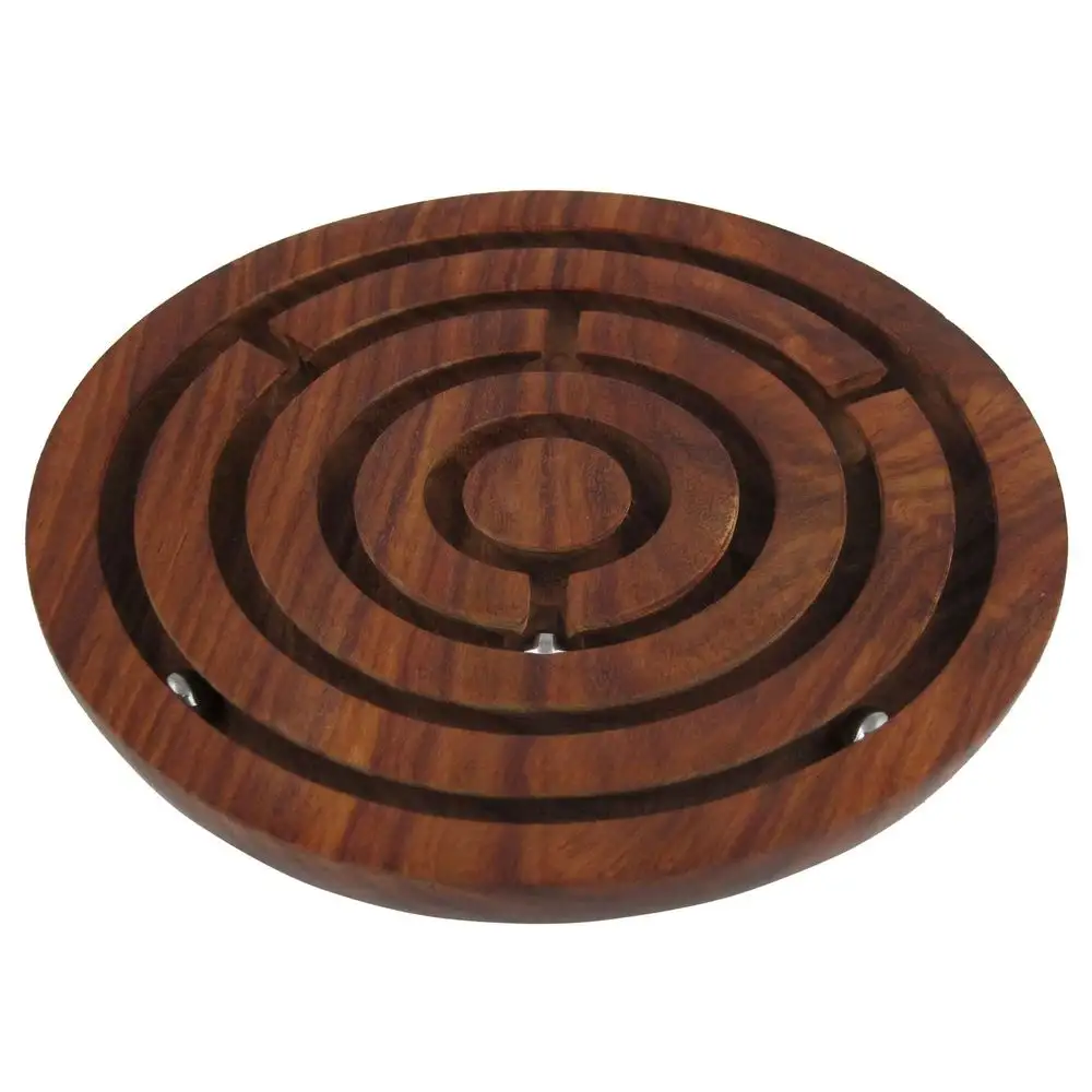 Wooden labyrinth board game ball in maze puzzle educational game different shape