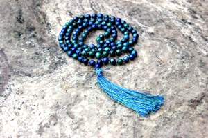 Chrysocolla สร้อยคอหินมาลาสำหรับเล่นโยคะ,สร้อยคอเครื่องประดับอัญมณีทำมือลูกปัดมาลายาว108 - Product Image 4