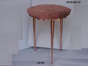 Cast Tripod <b>Side</b> <b>Table</b> in <b>Rose</b> <b>Gold</b> Finish in Aluminium Also Available in Brass and Other Finishes Metal Home Furniture - Product Image 3