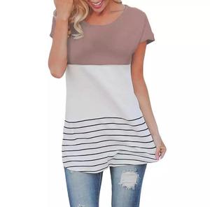 Colección de Blusas Largas de Mujer a la Moda, Lindas y Casuales, con Rayas y Manga Corta, al por Mayor, Fabricadas en Bangladesh - Product Image 1