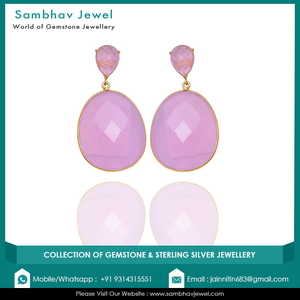 Best Price Solid 925 Sterling <b>Silver</b> Gold Plated Natural Pink Rose Gemstone <b>Earring</b> Women Wedding Wholesale Price Online Sale - Product Image 4