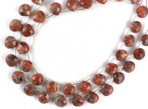 Pierre précieuse de jaspe naturel de qualité authentique 1 brin, perles de Briolette à facettes en forme de cœur pour la fabrication de bijoux - Product Image 3