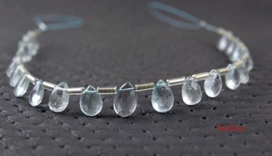 Gema de Aguamarina azul Natural en forma de pera, cuentas de Briolette facetadas, piedra de March, fabricación de joyas al por mayor - Product Image 4