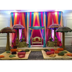 Mehndi-instalación con telones de colores, accesorios para eventos de ceremonia, mararani Sangeet - Product Image 1