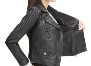 Veste de motard en cuir de mouton beige foncé pour femmes Design personnalisé Look sportif Nouveautés en gros - Product Image 3