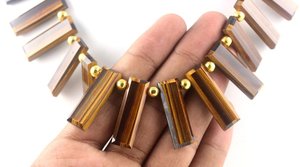 ลูกปัด Briolette แบบเหลี่ยมเพชรพลอยพลอยตาเสือเกรด AAA เจียระไนทรงสี่เหลี่ยมผืนผ้าสำหรับทำเครื่องประดับทำด้วยมือธรรมชาติ - Product Image 6