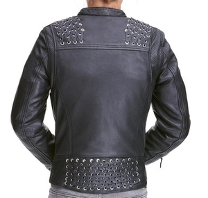 เสื้อแจ็กเก็ตหนังขี่จักรยานสำหรับผู้หญิงเสื้อโค้ทหนังแท้มีซิปออกแบบได้ตามต้องการ - Product Image 3