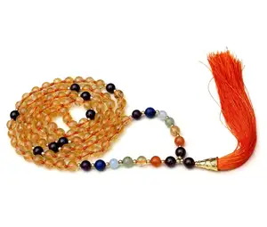 Hecho a mano 108 Chakra Mala cuentas Venta caliente citrino cristal budista indio artista fiestas amatista granate diamante perla regalo - Product Image 1