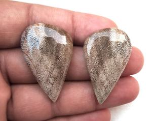 หินแจสเปอร์ไม้ธรรมชาติทรงลูกแพร์2ชิ้นสำหรับทำเครื่องประดับอัญมณี - Product Image 5