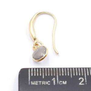 Boucles d'oreilles en pierre de lune grise, bijou de forme ronde plaquée en or avec fil d'argent Sterling, taille 23 à 24 MM - Product Image 4