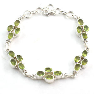 Pulsera de plata con gema de Peridoto, joyería India - Product Image 2