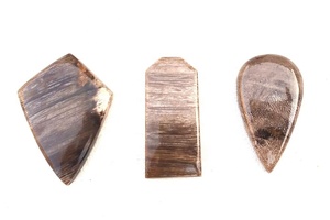 Qualité géniale, 3 pièces, plusieurs formes, jaspe en bois naturel lisse, Cabochons en vrac, fabrication de bijoux, perles - Product Image 3