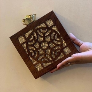 Bolso de Mano de Madera Hecho a Mano, Estilo Cuadrado, Bolsos de Madera, Bolso de Mano Indio para Mujer, Hermoso Bolso de Mano para Mujer, Bolsos de Hombro - Product Image 3