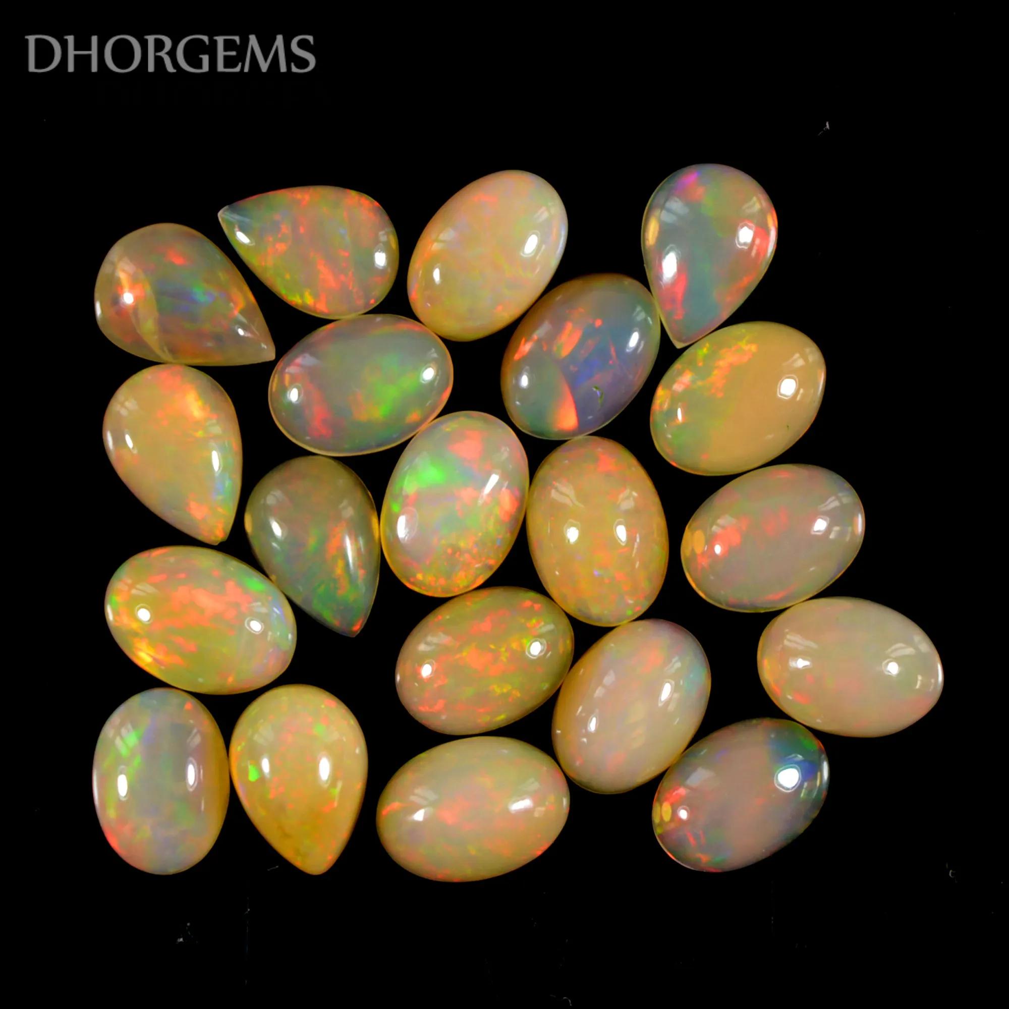 Natural Ethiopian opal cabochon crystal gemstone Ethiopian opal fire cabochon loose gemstone flat back gemstone