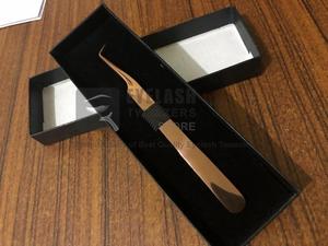 Custom Logo Japanese Stainless Steel 90 Degree Volume Lash <b>Tweezers</b> Rose Gold Plated Fiber Tip Eyelash Application Tool - Product Image 6