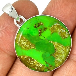 Belle 925 Sterling Silver Vert Mohave Cuivre Turquoise Gemstone Pendentif Bijoux Pour Le Fournisseur En Gros OEM ODM - Product Image 1