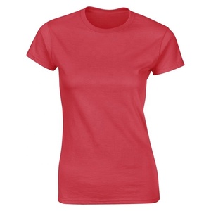 Wholesale Bulk Plain High Quality Short Sleeve 100% Cotton Crew Neck V-neck Women Blank T-shirt With Private Label - Product Image 5