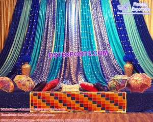 Sangeet ผ้าม่านติดเวทีสำหรับงานแต่งงานแบบอินเดียฉากหลังงานแต่งงานที่สวยงามของตกแต่งฉากหลังงานแต่งงานแบบอินเดีย - Product Image 4