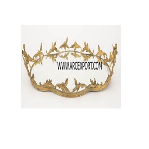 ทองขอบใบถาดแฟนซีการออกแบบใหม่ทองโบราณออกแบบชายแดนตกแต่งแฟนซีถาดเสิร์ฟ - Product Image 1