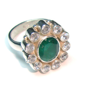 Bague en émeraude indienne, argent sterling 925, bague en émeraude véritable, bagues en argent pour femmes - Product Image 6