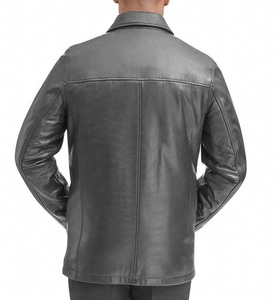 Veste Slim Fit en cuir véritable pour homme avec doublure confortable et fermeture à glissière, tenue quotidienne élégante pour motard d'hiver - Product Image 6