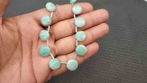 Fait à la main 1 brin AAA Grade naturel Amazonite pierres précieuses perles de haute qualité à facettes ronde pièce forme Briolette couleur verte - Product Image 4