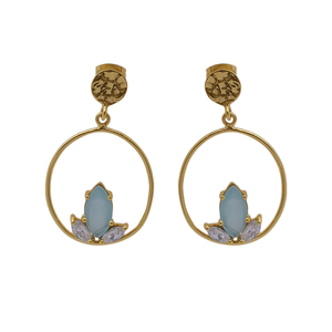 Marquise forme pierre précieuse plaqué or 925 bijoux en argent sterling boucles d'oreilles pendantes boucle d'oreille à la mode pour les fêtes de mariage. - Product Image 1