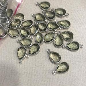 10mm 12mm vert améthyste pierre précieuse poire argent lunette connecteur pour la fabrication de bijoux dernière forme conception 2025 prix de gros en ligne - Product Image 1