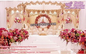 Magnifique grand mariage Mandap en bois avec produit de décorations de mariage dynamique à l'aspect fluorescent - Product Image 3