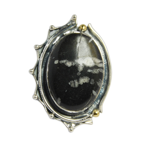 Alta calidad Top Fashion 925 Sterling Silver Snowflake Obsidian Gemstone Ring Jewelry Eternity Vermeil Rings Proveedor - Product Image 2