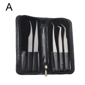 Pinzas para Pestañas Postizas, Juego de Herramientas de Precisión de Acero Inoxidable - Kit de 5 Piezas para Dar Forma a las Cejas con Estuche Protector de Cuero para Pestañas - Product Image 2