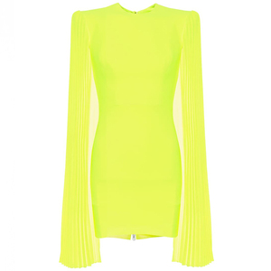 Abito Mini Elegante da Donna <span class=keywords><strong>con</strong></span> Maniche Lunghe Spaccate e Fascia, Stile Neon, per Ufficio - Product Image 4