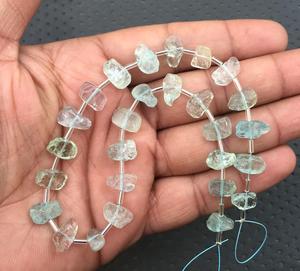 23pcs Aigue-Marine Bleue Naturelle Polie Brute Pierres Précieuses Lâches Forme Inégale Centre Percé Mars Pierre De Naissance En Gros Brut - Product Image 3